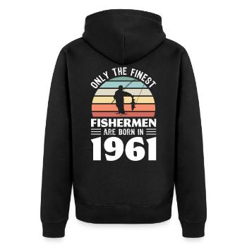 Pêcheurs nés en 1961 60e anniversaire cadeau de pêche - Veste à capuche bio Premium Unisexe - noir - Dos - Nico (187cm)