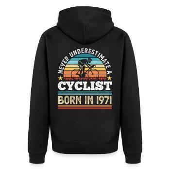 Radfahrer geboren 1971 50. Geburtstag Geschenk Radfahren - Unisex Premium Bio Zip Hoodie - Schwarz - Hinten - Nico (187cm)