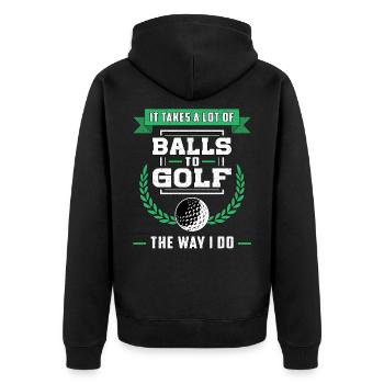 Golf golfer golf club golf player golf ball - Unisex Premium Organic Zip Hoodie - black - Back - Nico (187cm)