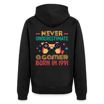 Gamer Né en 1991 Birthday Gaming Gift Retro - Veste à capuche bio Premium Unisexe - noir - Dos - Nico (187cm)