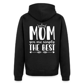 MOM you are simply the Best - Unisex Premium Bio Zip Hoodie - Schwarz - Hinten - Nico (187cm)