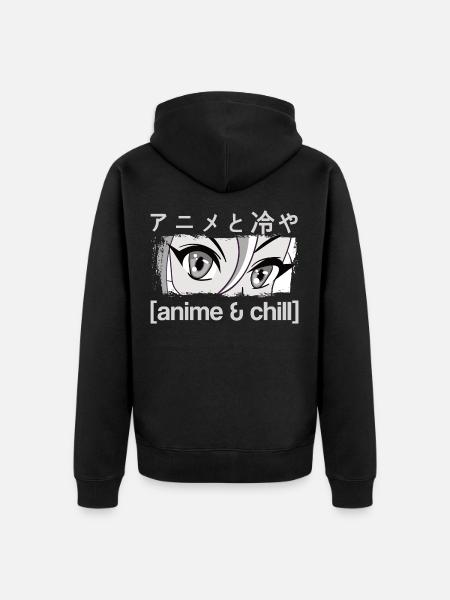 Anime & Chill Kanji - Unisex Premium Organic Zip Hoodie - black