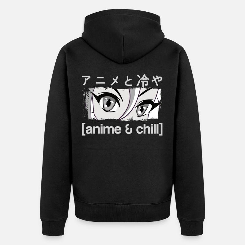 Anime & Chill Kanji - Veste à capuche bio Premium Unisexe - noir