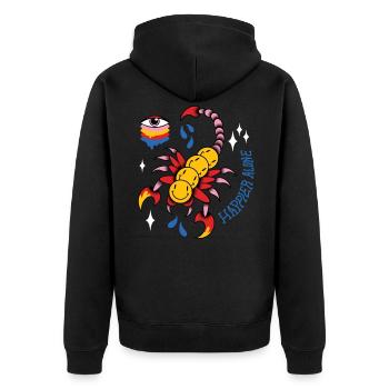 Trippy Tausendfüßler Tattoo - Unisex Premium Bio Zip Hoodie - Schwarz - Hinten - Nico (187cm)