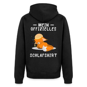 Fuchs Schlafshirt Pyjama - Unisex Premium Bio Zip Hoodie - Schwarz - Hinten - Nico (187cm)