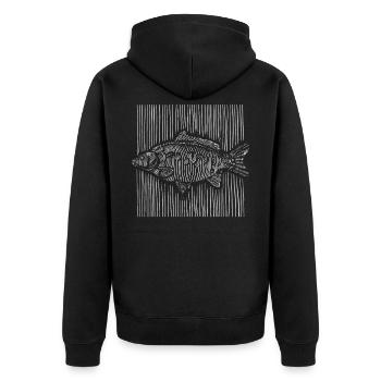 3D Lines Carp - Unisex Premium Organic Zip Hoodie - black - Back - Nico (187cm)
