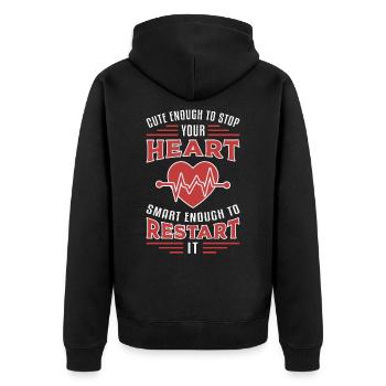 Santäter Rettungssanitäter Ersthelfer Krankenwagen - Unisex Premium Bio Zip Hoodie - Schwarz - Hinten - Nico (187cm)