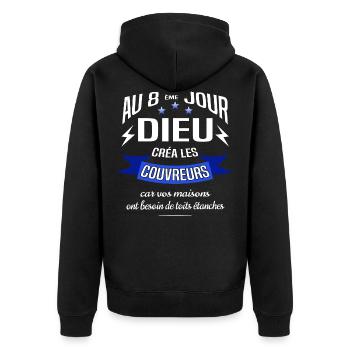 Couvreur Zingueur - Veste à capuche bio Premium Unisexe - noir - Dos - Nico (187cm)