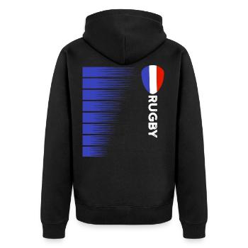 Rugby France Rugby Maillot Pour les Français France - Veste à capuche bio Premium Unisexe - noir - Dos - Nico (187cm)