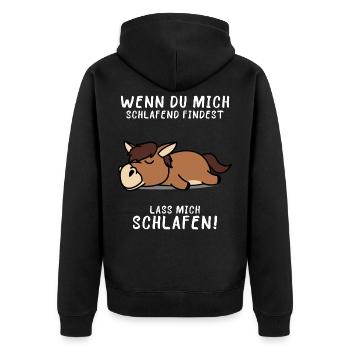 Pferd Schlafshirt Pyjama - Unisex Premium Bio Zip Hoodie - Schwarz - Hinten - Nico (187cm)