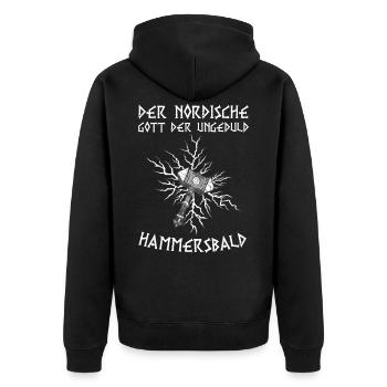 Nordische Mythologie Geduld Ungeduld - Unisex Premium Bio Zip Hoodie - Schwarz - Hinten - Nico (187cm)