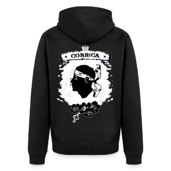 Corsica - Unisex Premium Bio Zip Hoodie - Schwarz - Hinten - Nico (187cm)