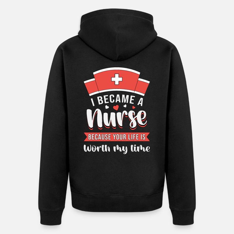 Soins intensifs Infirmières infirmiers - Veste à capuche bio Premium Unisexe - noir