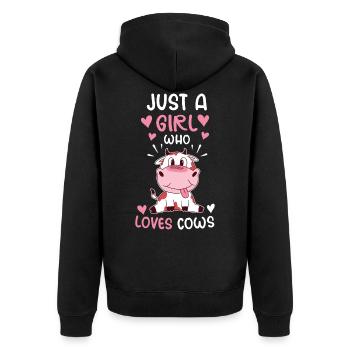 Vache Seulement Une fille, Les vaches Aime Les Fermiers - Veste à capuche bio Premium Unisexe - noir - Dos - Nico (187cm)