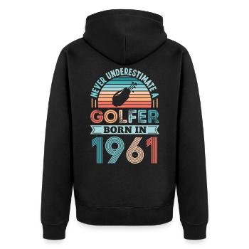 Golfeur né en 1961 Golfing 60e anniversaire Cadeau Papa - Veste à capuche bio Premium Unisexe - noir - Dos - Nico (187cm)