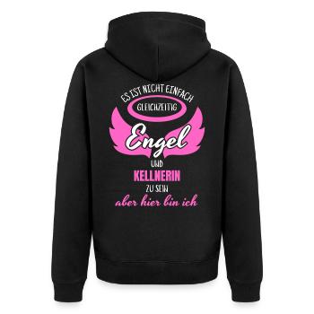 Kellnerin Engel - Unisex Premium Bio Zip Hoodie - Schwarz - Hinten - Nico (187cm)