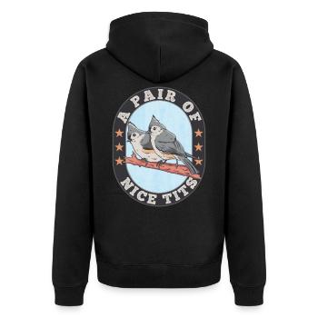 Tufted Titmouse Pair of Nice Tits Bird Gift Funny - Unisex Premium Organic Zip Hoodie - black - Back - Nico (187cm)