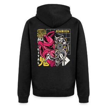Oni démon japonais Cyborg - Veste à capuche bio Premium Unisexe - noir - Dos - Nico (187cm)