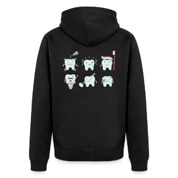 Tooth Teeth Dentist HelperGift - Unisex Premium Organic Zip Hoodie - black - Back - Nico (187cm)