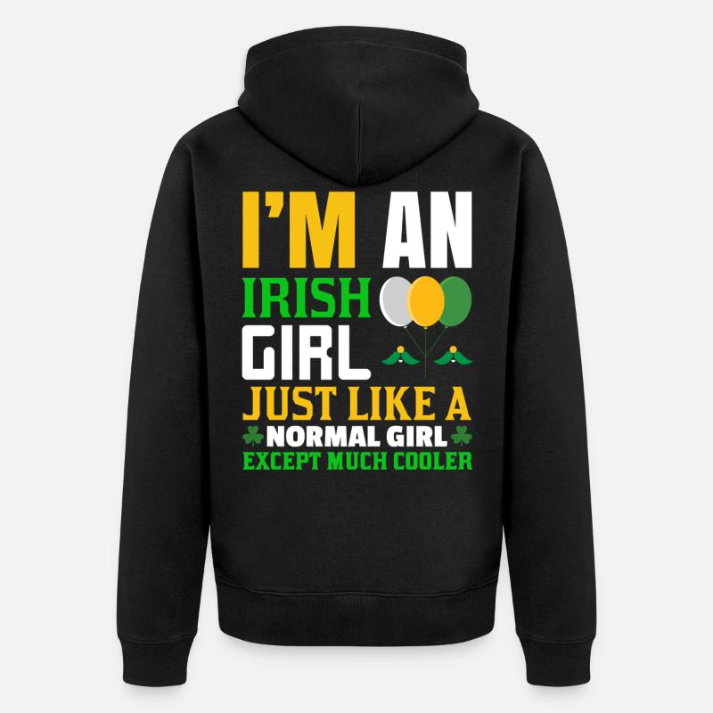Irischer Mädchen Geschenkidee Lustig - Unisex Premium Bio Zip Hoodie - Schwarz