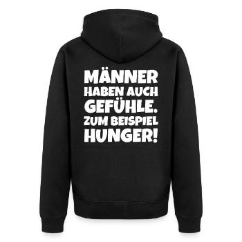 Männer haben auch Gefühle Hunger Spruch - Unisex Premium Bio Zip Hoodie - Schwarz - Hinten - Nico (187cm)