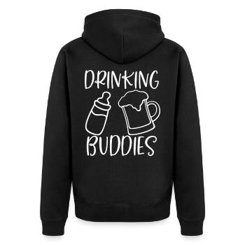 Vater Baby Geburt Bier Geschenkidee Eltern - Unisex Premium Bio Zip Hoodie - Schwarz - Hinten - Nico (187cm)