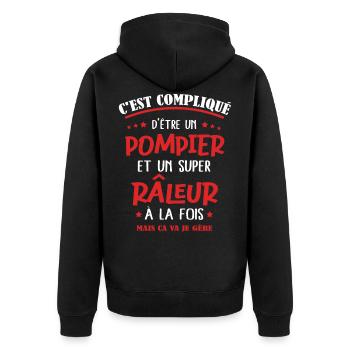 Pompier râleur cadeau drôle fête des pères - Veste à capuche bio Premium Unisexe - noir - Dos - Nico (187cm)