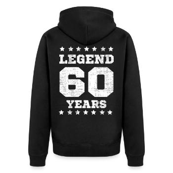 60. Geburtstag 60 Jahre 1961 Geschenk - Unisex Premium Bio Zip Hoodie - Schwarz - Hinten - Nico (187cm)