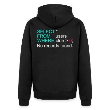 Données de base de données SQL Programmer Administration - Veste à capuche bio Premium Unisexe - noir - Dos - Nico (187cm)