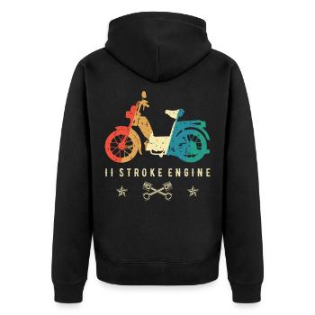 2 stroke engine 2 barmer moped retro gift - Unisex Premium Organic Zip Hoodie - black - Back - Nico (187cm)