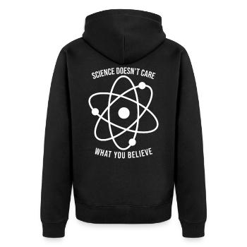 Science doesn't matter what you think - Unisex Premium Organic Zip Hoodie - black - Back - Nico (187cm)
