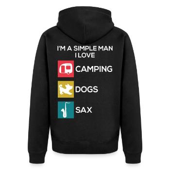 Saxophone Camping Chiens Hommes - Veste à capuche bio Premium Unisexe - noir - Dos - Nico (187cm)