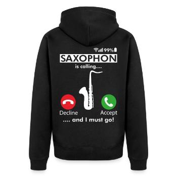 Appeler saxophone saxophoniste - Veste à capuche bio Premium Unisexe - noir - Dos - Nico (187cm)