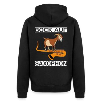 Bock auf Saxophon - Unisex Premium Bio Zip Hoodie - Schwarz - Hinten - Nico (187cm)