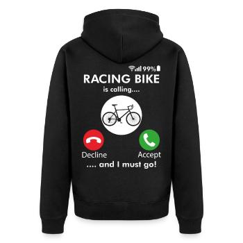 Rennrad fahren Radfahrer anrufen - Unisex Premium Bio Zip Hoodie - Schwarz - Hinten - Nico (187cm)