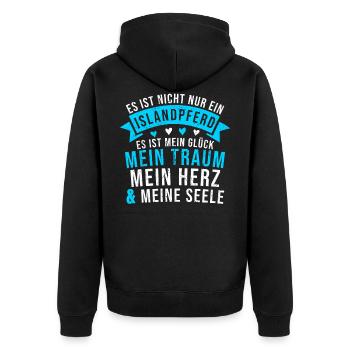 Islandpferde Islandpferd Island Pferd Reitsport - Unisex Premium Bio Zip Hoodie - Schwarz - Hinten - Nico (187cm)