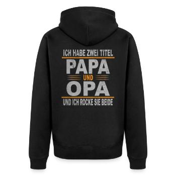 Ich Habe Zwei Titel Papa Opa Rocke Sie Beide - Unisex Premium Bio Zip Hoodie - Schwarz - Hinten - Nico (187cm)