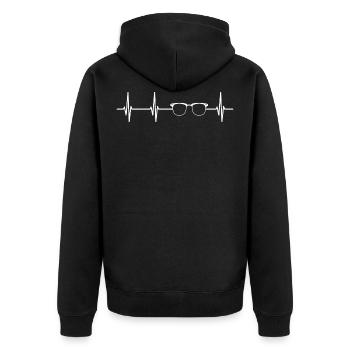 Puls Brille - Unisex Premium Bio Zip Hoodie - Schwarz - Hinten - Nico (187cm)