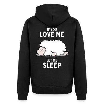 Schlafende Schaf Lustiges Geschenk - Unisex Premium Bio Zip Hoodie - Schwarz - Hinten - Nico (187cm)