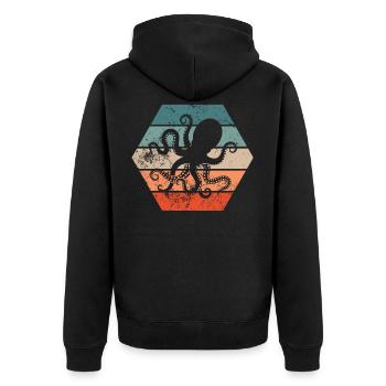 Pieuvres de calmar rétro cadeau - Veste à capuche bio Premium Unisexe - noir - Dos - Nico (187cm)