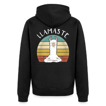 Lamaste - lustige Retro Lama Alpaka Liebhaber Geschenk - Unisex Premium Bio Zip Hoodie - Schwarz - Hinten - Nico (187cm)
