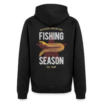 Eel fishing - Unisex Premium Organic Zip Hoodie - black - Back - Nico (187cm)