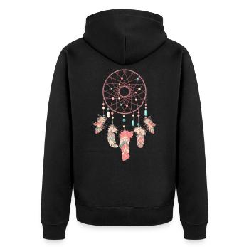 Dreamcatcher Traumfänger - Unisex Premium Bio Zip Hoodie - Schwarz - Hinten - Nico (187cm)