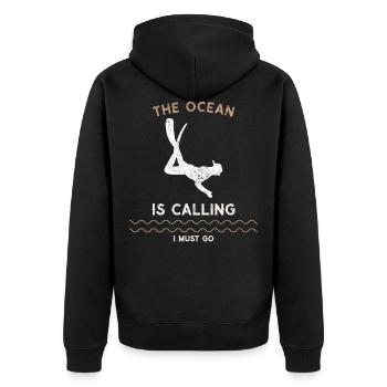 La mer appelle je vais apnée - Veste à capuche bio Premium Unisexe - noir - Dos - Nico (187cm)