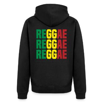 Reggae - Unisex Premium Bio Zip Hoodie - Schwarz - Hinten - Nico (187cm)