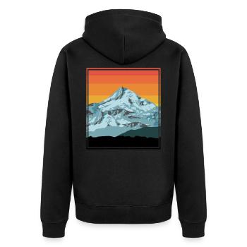 Mountains peaks - mountains - vintage sunset - Unisex Premium Organic Zip Hoodie - black - Back - Nico (187cm)