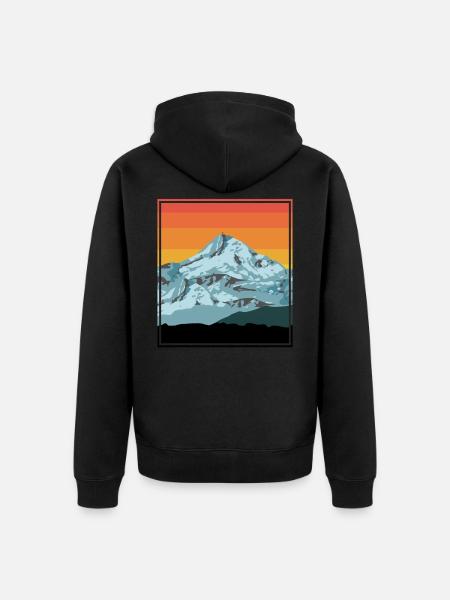 Montagnes pics - montagnes - vintage Sunset - Veste à capuche bio Premium Unisexe - noir