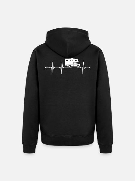Pickup mit Wohnkabine Herzschlag - Unisex Premium Bio Zip Hoodie - Schwarz
