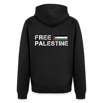 Freies Palästina Gaza-Flagge Arabisch - Unisex Premium Bio Zip Hoodie - Schwarz - Hinten - Nico (187cm)