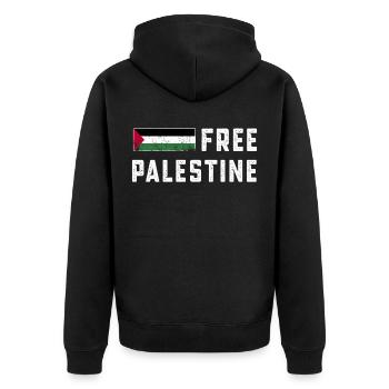Free Gaza Palestine Flag Arabic distressed - Unisex Premium Organic Zip Hoodie - black - Back - Nico (187cm)
